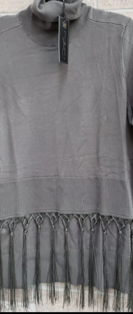 Long Sleeve Turtleneck Sweater w/Tassel Detail. Mossy Green Color - Picture 2 of 11